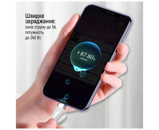 Дата кабель USB-C to USB-C 1.0m (PD Fast Charging 240W) 5А white ColorWay (CW-CBPDCC065-WT), изображение 9 Дата кабель USB-C to USB-C 1.0m (PD Fast Charging 240W) 5А white ColorWay (CW-CBPDCC065-WT), изображение 9