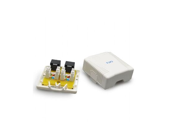 Компьютерная розетка Cablexpert RJ45x2 UTP, cat.6 (NCAC-2U6-01), изображение 2 Компьютерная розетка Cablexpert RJ45x2 UTP, cat.6 (NCAC-2U6-01), изображение 2