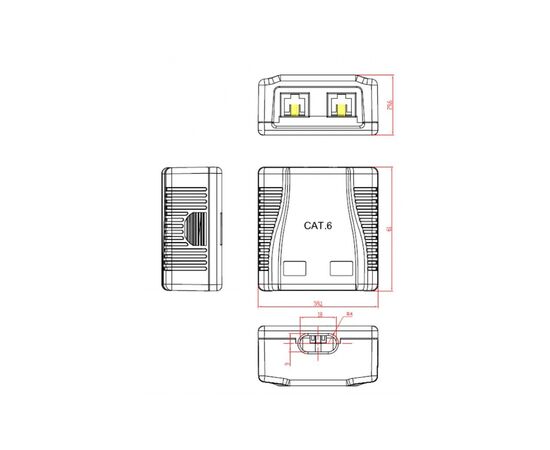 Компьютерная розетка Cablexpert RJ45x2 UTP, cat.6 (NCAC-2U6-01), изображение 4 Компьютерная розетка Cablexpert RJ45x2 UTP, cat.6 (NCAC-2U6-01), изображение 4