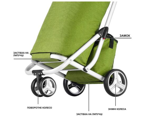 Сумка-тележка ShoppingCruiser 3 Wheels Green (650071) (930792), изображение 5 Сумка-тележка ShoppingCruiser 3 Wheels Green (650071) (930792), изображение 5