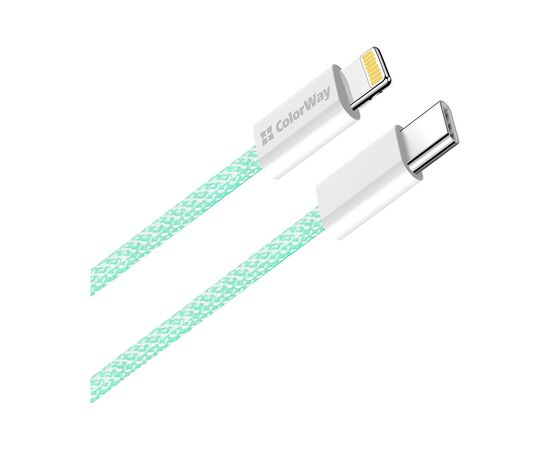 Дата кабель USB-C to Lightning 1.0m 27W green ColorWay (CW-CBPDCL061-G), изображение 2 Дата кабель USB-C to Lightning 1.0m 27W green ColorWay (CW-CBPDCL061-G), изображение 2