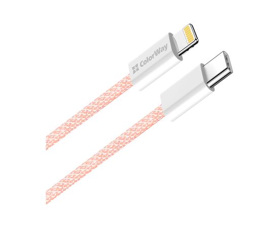 Дата кабель USB-C to Lightning 1.0m 27W pink ColorWay (CW-CBPDCL061-P), изображение 2 Дата кабель USB-C to Lightning 1.0m 27W pink ColorWay (CW-CBPDCL061-P), изображение 2