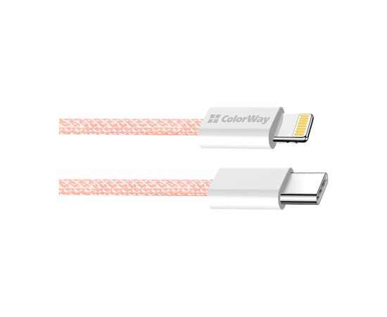 Дата кабель USB-C to Lightning 1.0m 27W pink ColorWay (CW-CBPDCL061-P), изображение 3 Дата кабель USB-C to Lightning 1.0m 27W pink ColorWay (CW-CBPDCL061-P), изображение 3