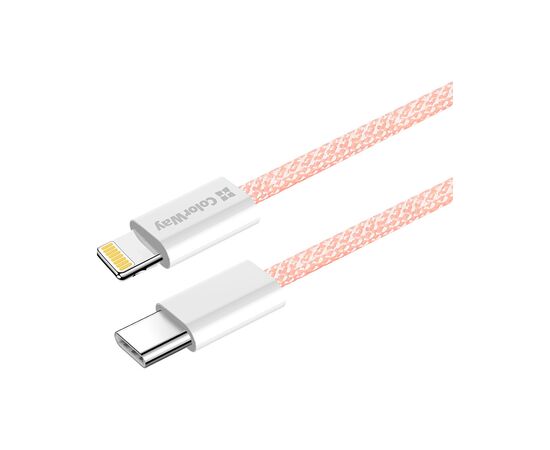 Дата кабель USB-C to Lightning 1.0m 27W pink ColorWay (CW-CBPDCL061-P), изображение 4 Дата кабель USB-C to Lightning 1.0m 27W pink ColorWay (CW-CBPDCL061-P), изображение 4