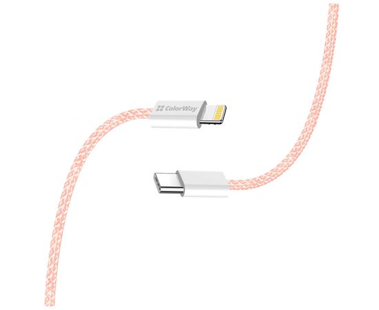 Дата кабель USB-C to Lightning 1.0m 27W pink ColorWay (CW-CBPDCL061-P), изображение 6 Дата кабель USB-C to Lightning 1.0m 27W pink ColorWay (CW-CBPDCL061-P), изображение 6