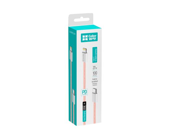 Дата кабель USB-C to Lightning 1.0m 27W pink ColorWay (CW-CBPDCL061-P), изображение 8 Дата кабель USB-C to Lightning 1.0m 27W pink ColorWay (CW-CBPDCL061-P), изображение 8