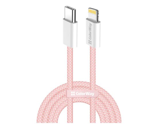 Дата кабель USB-C to Lightning 1.0m 27W pink ColorWay (CW-CBPDCL061-P)