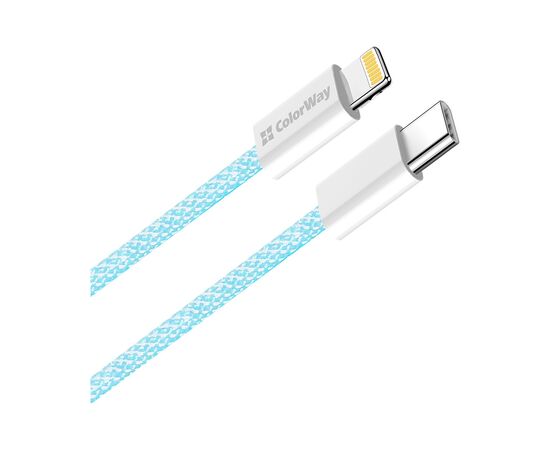 Дата кабель USB-C to Lightning 1.0m 27W blue ColorWay (CW-CBPDCL061-BL), изображение 2 Дата кабель USB-C to Lightning 1.0m 27W blue ColorWay (CW-CBPDCL061-BL), изображение 2