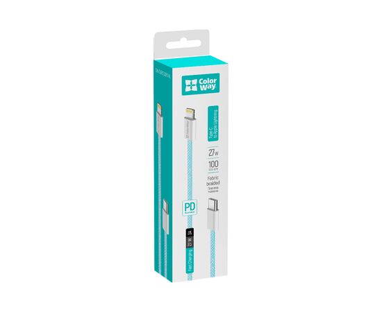 Дата кабель USB-C to Lightning 1.0m 27W blue ColorWay (CW-CBPDCL061-BL), изображение 8 Дата кабель USB-C to Lightning 1.0m 27W blue ColorWay (CW-CBPDCL061-BL), изображение 8