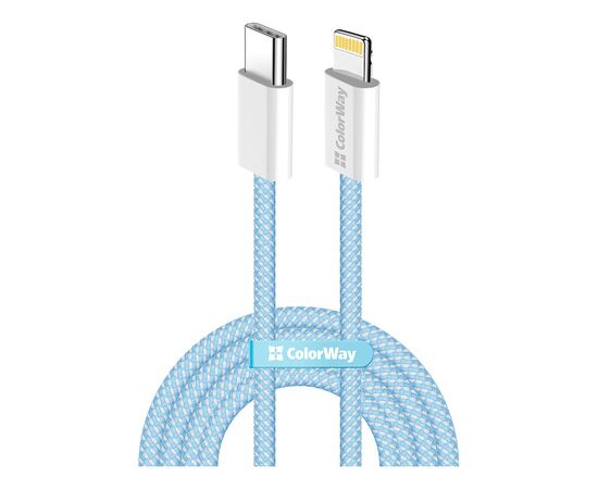 Дата кабель USB-C to Lightning 1.0m 27W blue ColorWay (CW-CBPDCL061-BL)