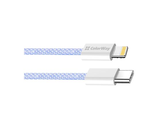 Дата кабель USB-C to Lightning 1.0m 27W purple ColorWay (CW-CBPDCL061-PU), изображение 3 Дата кабель USB-C to Lightning 1.0m 27W purple ColorWay (CW-CBPDCL061-PU), изображение 3
