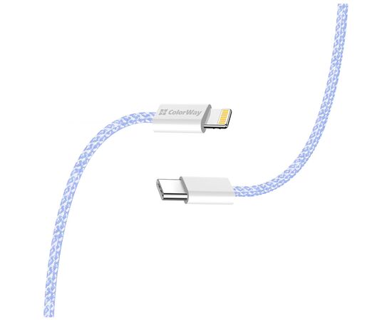 Дата кабель USB-C to Lightning 1.0m 27W purple ColorWay (CW-CBPDCL061-PU), изображение 6 Дата кабель USB-C to Lightning 1.0m 27W purple ColorWay (CW-CBPDCL061-PU), изображение 6