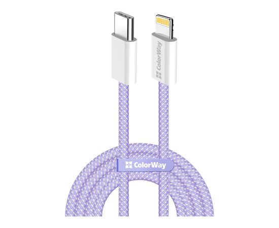 Дата кабель USB-C to Lightning 1.0m 27W purple ColorWay (CW-CBPDCL061-PU)