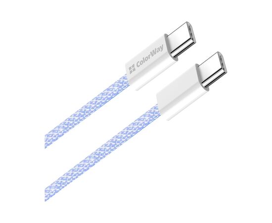 Дата кабель USB-C to USB-C 1.0m 60W 3.0А purple ColorWay (CW-CBPDCC061-PU), изображение 2 Дата кабель USB-C to USB-C 1.0m 60W 3.0А purple ColorWay (CW-CBPDCC061-PU), изображение 2