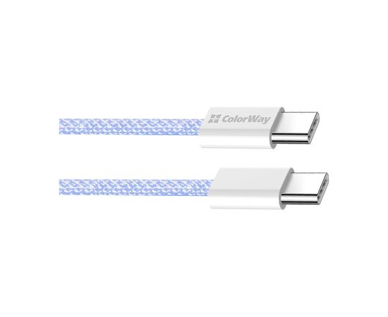 Дата кабель USB-C to USB-C 1.0m 60W 3.0А purple ColorWay (CW-CBPDCC061-PU), изображение 3 Дата кабель USB-C to USB-C 1.0m 60W 3.0А purple ColorWay (CW-CBPDCC061-PU), изображение 3