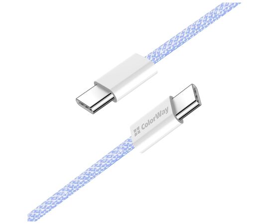 Дата кабель USB-C to USB-C 1.0m 60W 3.0А purple ColorWay (CW-CBPDCC061-PU), изображение 4 Дата кабель USB-C to USB-C 1.0m 60W 3.0А purple ColorWay (CW-CBPDCC061-PU), изображение 4