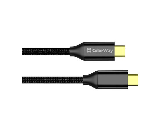 Дата кабель USB-C to USB-C 1.0m USB3.2 (20Gbps 4K PD100W) Gen2 5А black ColorWay (CW-CBPDCC062-BK), изображение 2 Дата кабель USB-C to USB-C 1.0m USB3.2 (20Gbps 4K PD100W) Gen2 5А black ColorWay (CW-CBPDCC062-BK), изображение 2