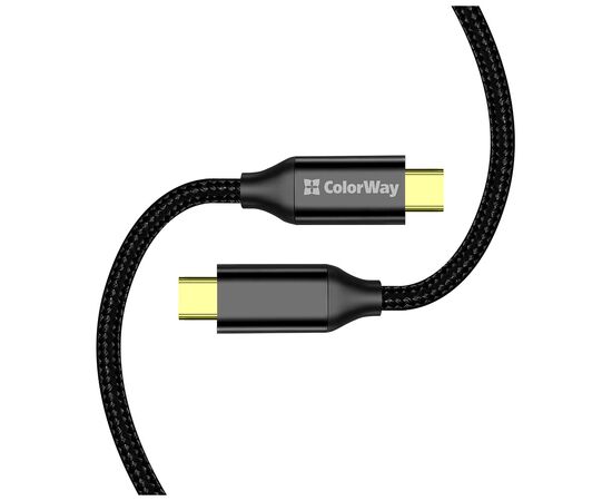 Дата кабель USB-C to USB-C 1.0m USB3.2 (20Gbps 4K PD100W) Gen2 5А black ColorWay (CW-CBPDCC062-BK), изображение 3 Дата кабель USB-C to USB-C 1.0m USB3.2 (20Gbps 4K PD100W) Gen2 5А black ColorWay (CW-CBPDCC062-BK), изображение 3