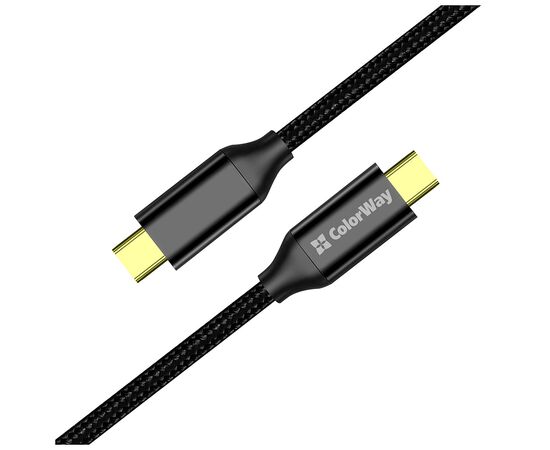 Дата кабель USB-C to USB-C 1.0m USB3.2 (20Gbps 4K PD100W) Gen2 5А black ColorWay (CW-CBPDCC062-BK), изображение 4 Дата кабель USB-C to USB-C 1.0m USB3.2 (20Gbps 4K PD100W) Gen2 5А black ColorWay (CW-CBPDCC062-BK), изображение 4