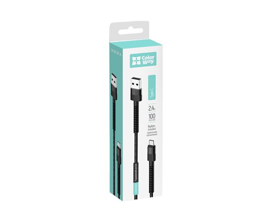 Дата кабель USB-C to USB-C 1.0m 2.4А black ColorWay (CW-CBUC063-BK), изображение 6 Дата кабель USB-C to USB-C 1.0m 2.4А black ColorWay (CW-CBUC063-BK), изображение 6
