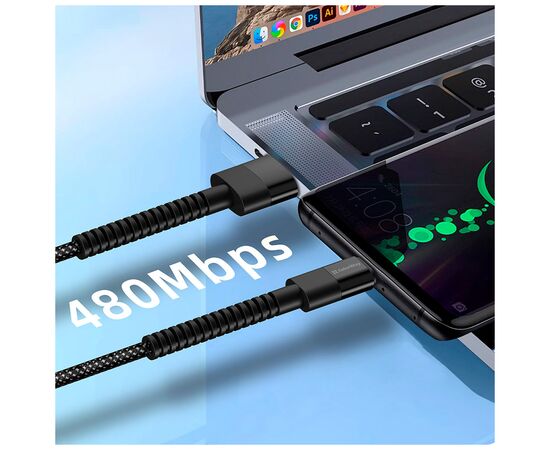 Дата кабель USB-C to USB-C 1.0m 2.4А black ColorWay (CW-CBUC063-BK), изображение 8 Дата кабель USB-C to USB-C 1.0m 2.4А black ColorWay (CW-CBUC063-BK), изображение 8