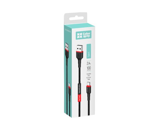 Дата кабель USB-C to USB-C 1.0m 2.4А black ColorWay (CW-CBUC064-BK), изображение 6 Дата кабель USB-C to USB-C 1.0m 2.4А black ColorWay (CW-CBUC064-BK), изображение 6