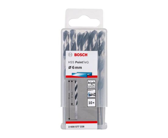 Сверло Bosch по металлу HSS-PointTeQ, 6х57х93мм, 10шт (2.608.577.228), изображение 2