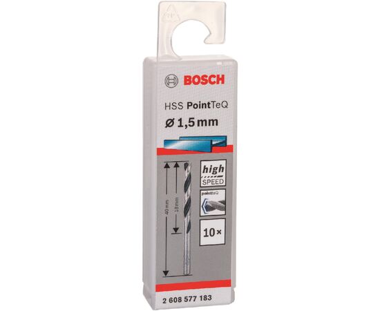 Свердло Bosch по металу HSS-PointTeQ, 1.5х18х40мм, 10шт (2.608.577.183), зображення 3