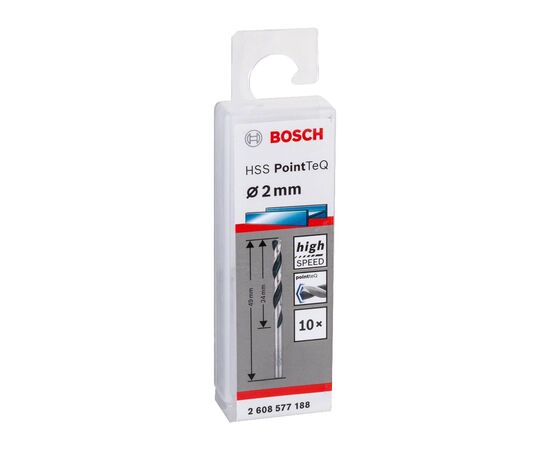 Сверло Bosch по металлу HSS-PointTeQ, 2х24х49мм, 10шт (2.608.577.188), изображение 7