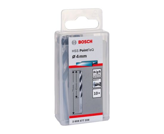 Сверло Bosch по металлу HSS-PointTeQ, 4х43х75мм, 10шт (2.608.577.208), изображение 2