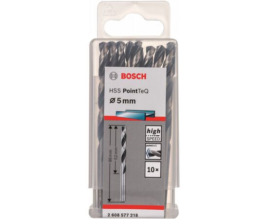 Сверло Bosch по металлу HSS-PointTeQ, 5х52х86мм, 10шт (2.608.577.218), изображение 8
