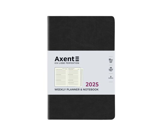 Еженедельник Axent датированный 2025 Partner City Soft 125х195 мм, черный (8521-25-01-A), изображение 2 Еженедельник Axent датированный 2025 Partner City Soft 125х195 мм, черный (8521-25-01-A), изображение 2