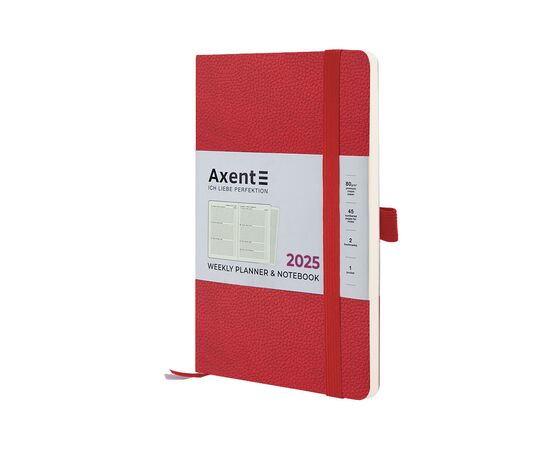 Еженедельник Axent датированный 2025 Partner Soft Skin 125х195 мм, красный (8509-25-06-A)