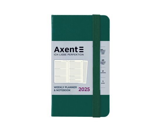 Еженедельник Axent датированный 2025 Pocket Strong 90х150 мм, зеленый лес (8508-25-61-A), изображение 2 Еженедельник Axent датированный 2025 Pocket Strong 90х150 мм, зеленый лес (8508-25-61-A), изображение 2