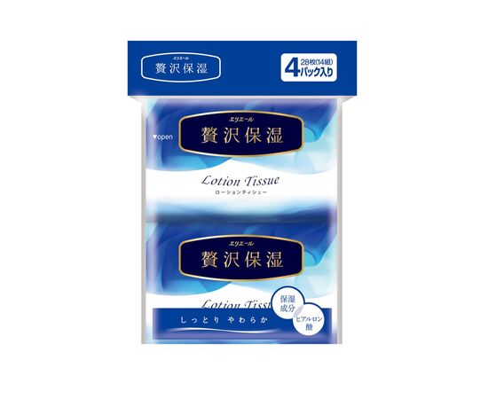 Серветки косметичні Elleair Premium Lotion Екстразаспокійливі 4 x 14 шт. (4902011714425)