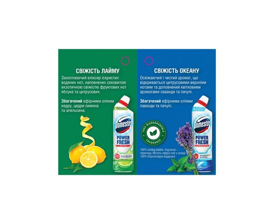Средство для чистки унитаза Domestos Aroma Power Свежесть океана 700 мл (8720182273406), изображение 3 Средство для чистки унитаза Domestos Aroma Power Свежесть океана 700 мл (8720182273406), изображение 3
