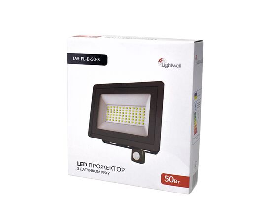 Прожектор Lightwell LW-FL-B-50-S 50 W з датчиком руху, изображение 4 Прожектор Lightwell LW-FL-B-50-S 50 W з датчиком руху, изображение 4