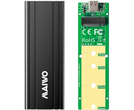 Карман внешний Maiwo M.2 SSD NVMe (PCIe) USB3.1 GEN2 Type-C (K1686P), изображение 4 Карман внешний Maiwo M.2 SSD NVMe (PCIe) USB3.1 GEN2 Type-C (K1686P), изображение 4
