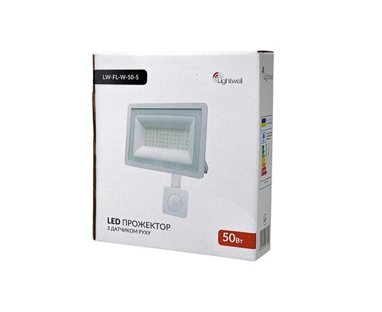 Прожектор Lightwell LW-FL-W-50-S 50 W з датчиком руху, изображение 4 Прожектор Lightwell LW-FL-W-50-S 50 W з датчиком руху, изображение 4
