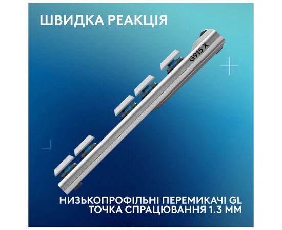 Клавиатура Logitech G915 TKL X Lightspeed Switch-Tactile Wireless/Bluetooth/USB UA White (920-012737), изображение 7 Клавиатура Logitech G915 TKL X Lightspeed Switch-Tactile Wireless/Bluetooth/USB UA White (920-012737), изображение 7