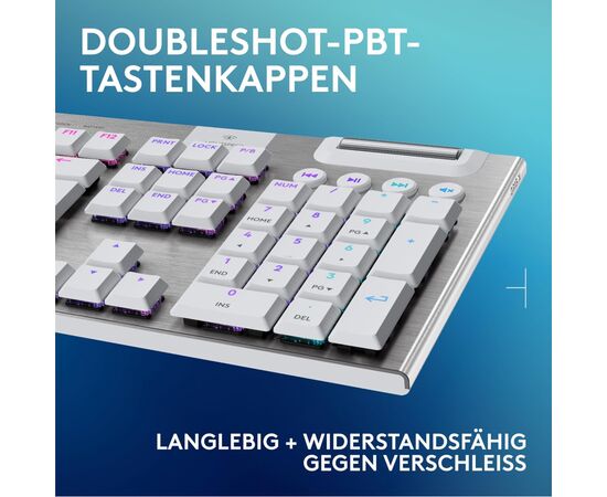 Клавиатура Logitech G915 X Lightspeed Switch-Tactile Wireless/Bluetooth/USB UA White (920-012690), изображение 9 Клавиатура Logitech G915 X Lightspeed Switch-Tactile Wireless/Bluetooth/USB UA White (920-012690), изображение 9