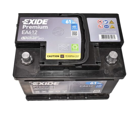 Аккумулятор автомобильный EXIDE PREMIUM 61A (EA612), изображение 2 Аккумулятор автомобильный EXIDE PREMIUM 61A (EA612), изображение 2