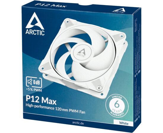 Кулер для корпуса Arctic P12 MAX 120MM White (ACFAN00293A), изображение 4 Кулер для корпуса Arctic P12 MAX 120MM White (ACFAN00293A), изображение 4