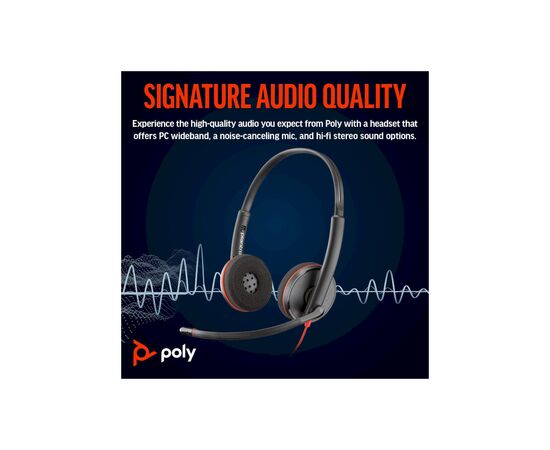 Наушники Poly Blackwire 3220 USB-A/C (8X228AA), изображение 2 Наушники Poly Blackwire 3220 USB-A/C (8X228AA), изображение 2