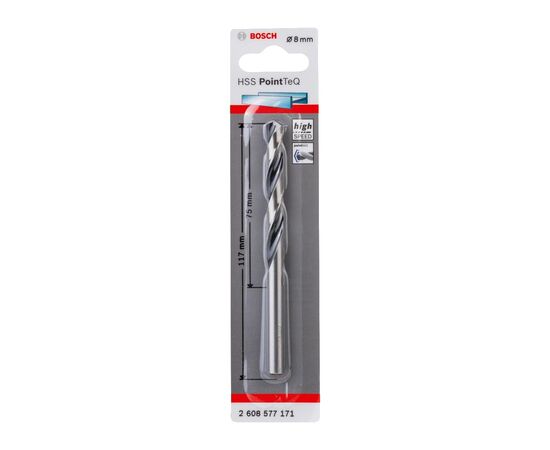 Свердло Bosch по металу HSS-PointTeQ, 8х75х117мм (2.608.577.171), зображення 7