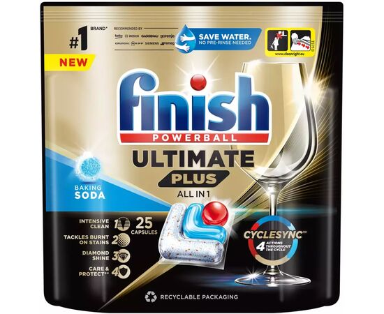 Таблетки для посудомоечных машин Finish Ultimate Plus All in 1 Baking Soda 25 шт. (5908252010950)