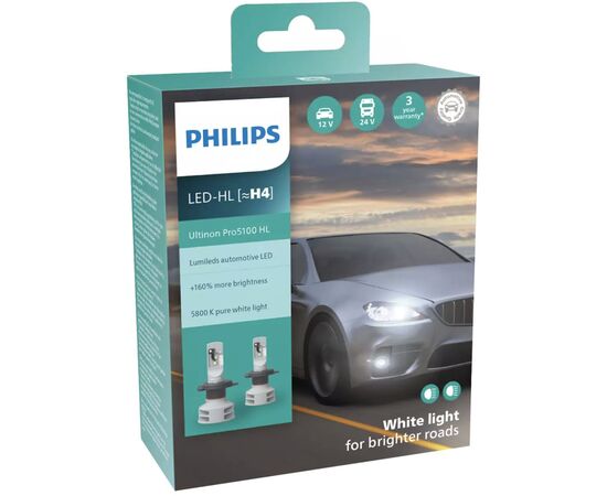 Автолампа Philips LED H4 11342U51Х2 12/24V Ultinon Pro5100 +160 (74242), изображение 3 Автолампа Philips LED H4 11342U51Х2 12/24V Ultinon Pro5100 +160 (74242), изображение 3
