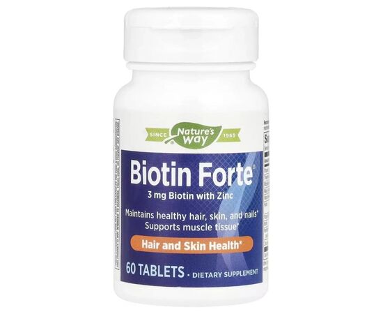 Витамин Nature's Way Биотин-форте с цинком, 3 мг, Biotin Forte with Zinc, 60 таблеток (EMT-10981)