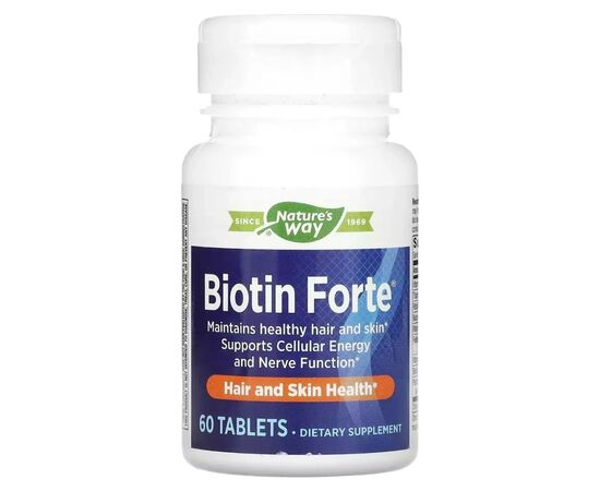 Вітамін Nature's Way Біотин-форте, 5 мг, Biotin Forte, 60 таблеток (EMT-10751)