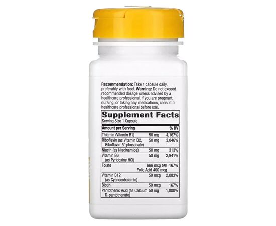 Витамин Nature's Way Комплекс витаминов B, B-50 Complex, 100 капсул (NWY-40511), изображение 2 Витамин Nature's Way Комплекс витаминов B, B-50 Complex, 100 капсул (NWY-40511), изображение 2